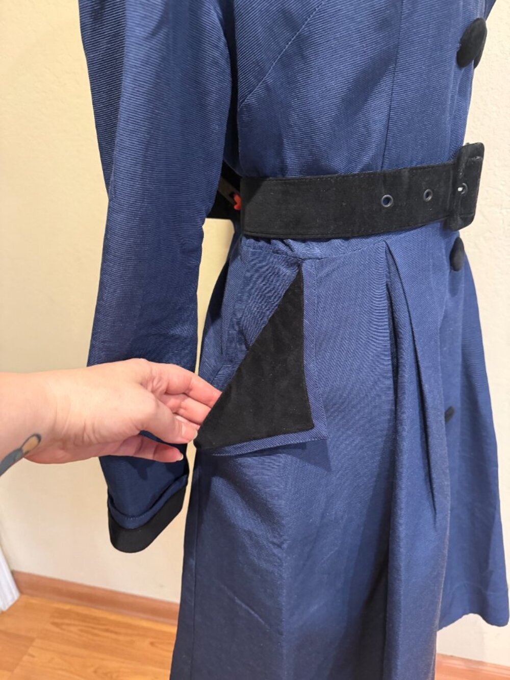 Trashy Diva Ribbed Rayon Navy Blue Coat Dress - Picture 2 of 4